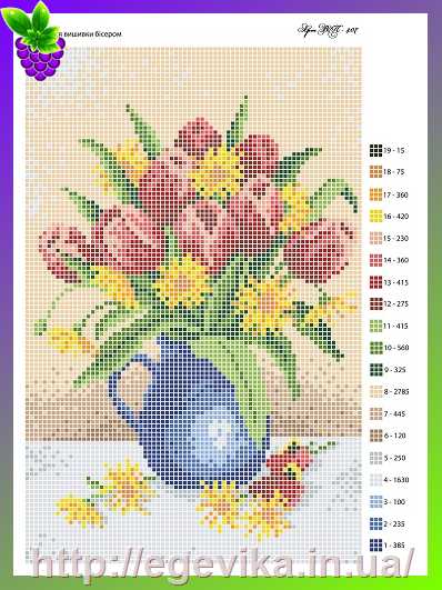 Купить "схема, полная вышивка бисером, габардин, "букет.
