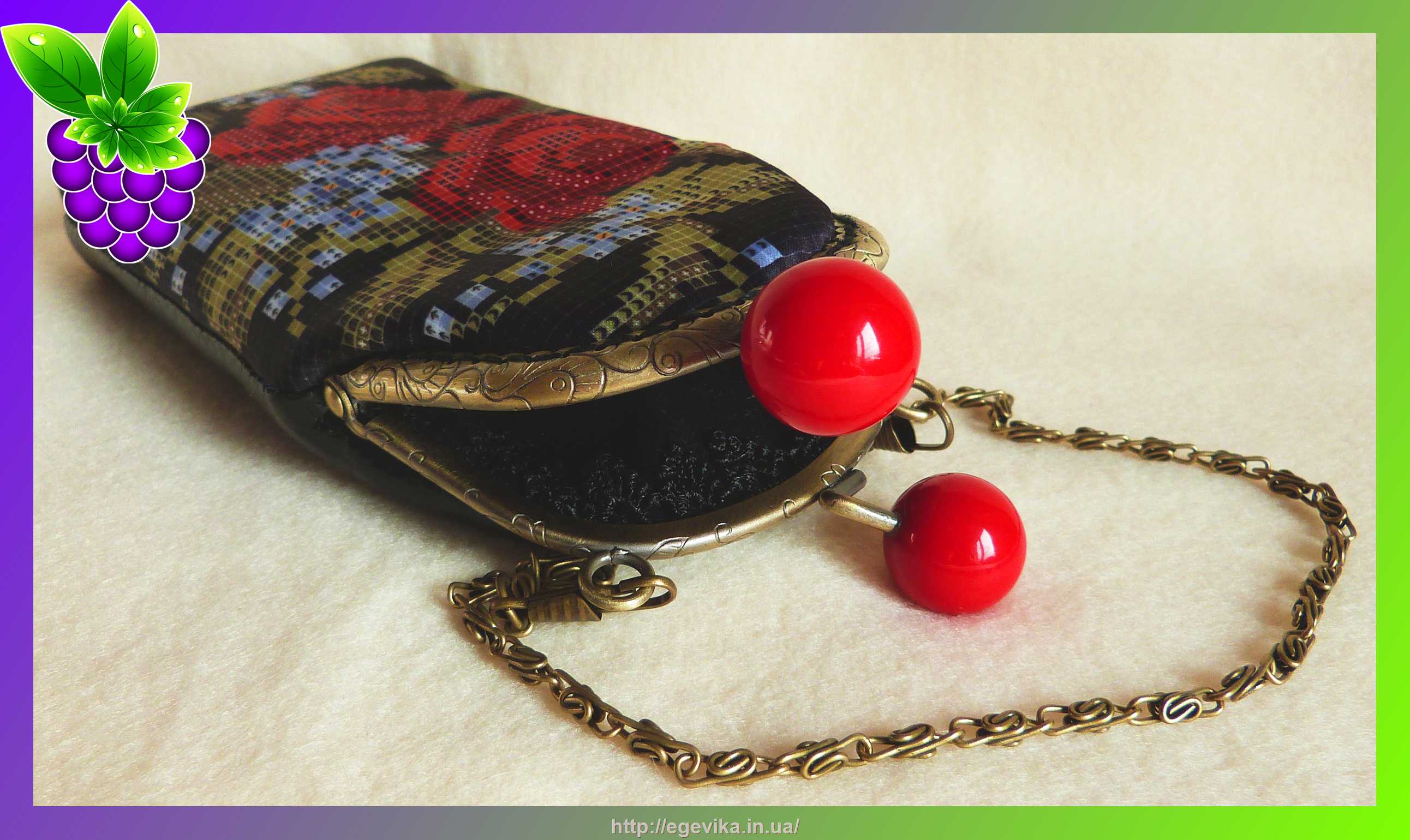 Купить Заготовка футляра для очков, вышивка бисером, кожзам, 