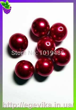 Купить Бусина перлова, акрил, колір бордовий, 10 мм