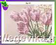 Схема, частичная вышивка бисером, полиэстровое атласное полотно,  "Тюльпаны розовые" ("Тюльпани рожеві")