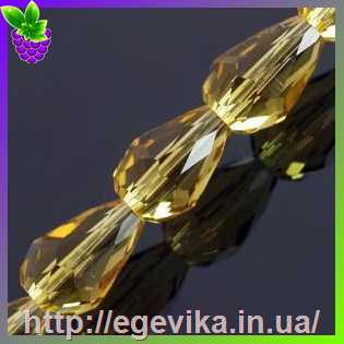 Купить Бусина скляна гранована, крапля, колір золотавий, 11х8 мм