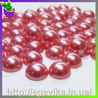 Купить Кабошон половина акрилової бусини, колір рожевий (перли), 10 мм, 10 шт