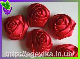 Купить Трояндочки атласні, колір червоний, 35 мм