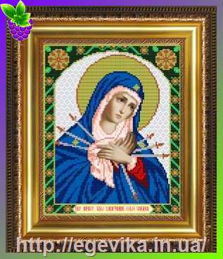 рисунок Схема, частичная вышивка бисером, габардин, икона Пресвятая Богородица 