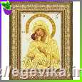 Схема, частичная вышивка бисером, атлас, икона Божией Матери "Владимирская"