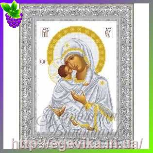 рисунок Схема, частичная вышивка бисером, атлас, икона Божией Матери 