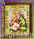 Схема, частичная вышивка бисером, атлас, икона "Иоанн Богослов (Иван)"