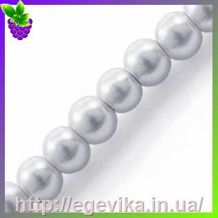 Купить Бусина перлова, стекло, колір ясно-сірий, 10 мм