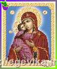 Схема, часткова вишивка бісером, атлас, ікона Божия Матерь "Владимирська"