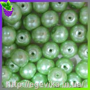 Купить Бусина перлова, стекло, колір блідо-зелений, 8 мм