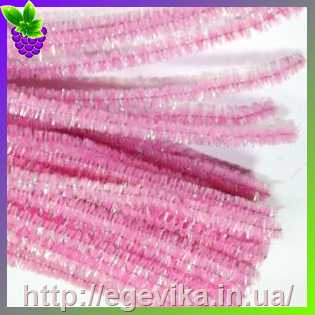 Купить Синельний дріт пухнатий, колір рожевий з перламутром люрекс