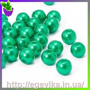 Купить Бусина перлова, акрил, колір зелений, 8 мм
