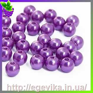 Купить Бусина перлова, акрил, колір пурпурний, 8 мм