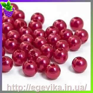 Купить Бусина перлова, акрил, колір червоний, 8 мм