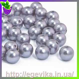 Купить Бусина перлова, акрил, колір сірий, 12 мм