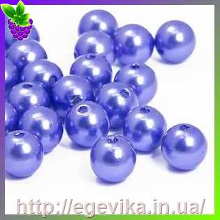 Купить Бусина перлова, акрил, колір синій роял, 12 мм