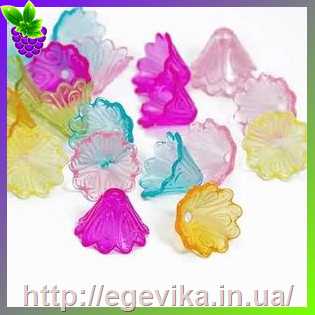 Купить Бусина акрилова концевик квітка, колір микс, 10х15 мм