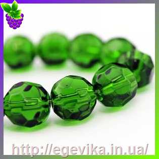 Купить Бусина скляна гранована, колір зелений, 8 мм