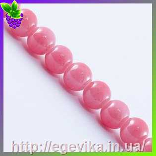 Купить Бусина скляна, імітація корала, колір рожевий, 6 мм