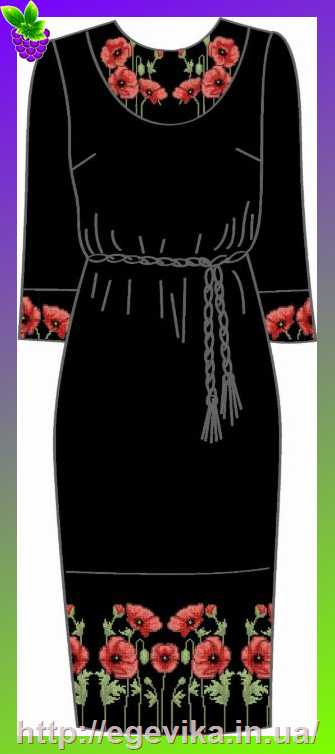 Купить Платье под вышивку женское со схемой, цвет черный, размер 52