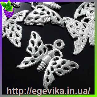 Купить Кулон-Підвіска, метелик, колір платина, 20х14х2 мм
