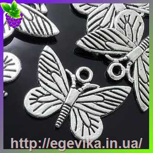 Купить Кулон-Підвіска, метелик, колір античне срібло, 16х22х2 мм