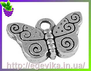 Купить Кулон-Підвіска, метелик, колір античне срібло, 10х15х3 мм