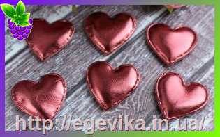 Купить Апликация сердце, экокожа, цвет вишневый металлик, 3х3 см