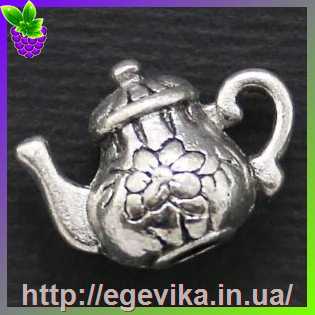 Купить Кулон-Підвіска, чайник, колір античне срібло, 13х15х8 мм