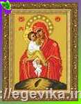 Схема, частичная вышивка бисером, атлас, икона Божией Матери "Почаевская"