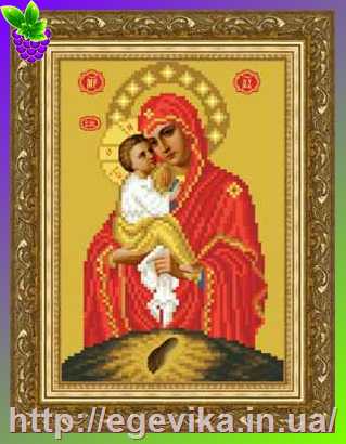 рисунок Схема, частичная вышивка бисером, атлас, икона Божией Матери 