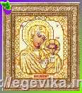 рисунок Схема, частичная вышивка бисером, атлас, икона Божья Матерь 