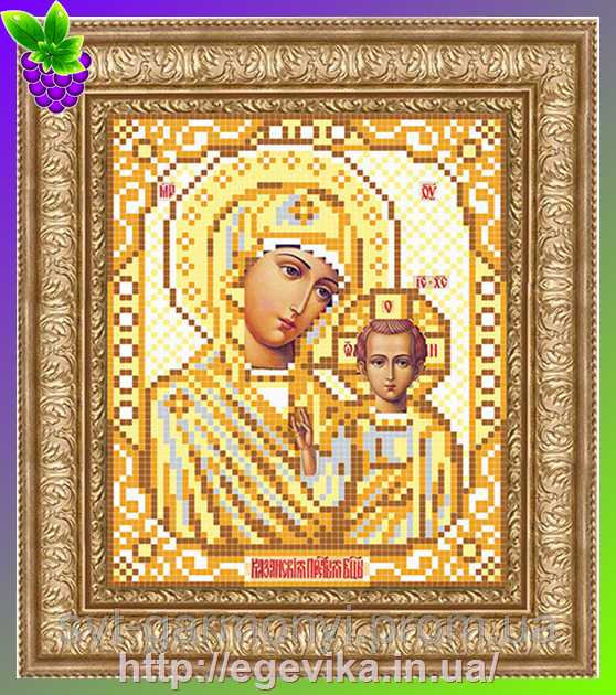 рисунок Схема, частичная вышивка бисером, атлас, икона Божья Матерь 