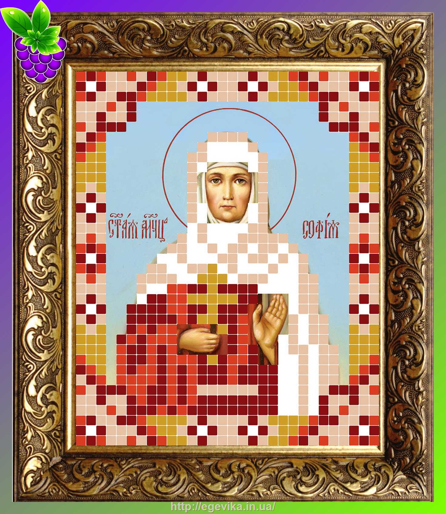 рисунок Схема, часткова вишивка бісером, атлас, ікона 