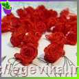<span>Трояндочки</span>  з органзы, колір червоний, 10 мм