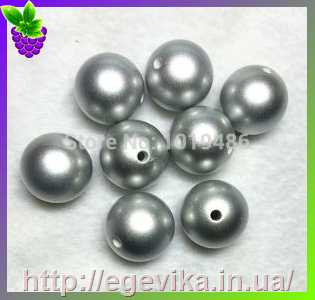 Купить Бусина перлова, акрил, колір сріблистий, 10 мм