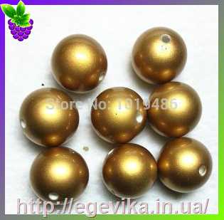 Купить Бусина перлова, акрил, колір металеве золото, 10 мм