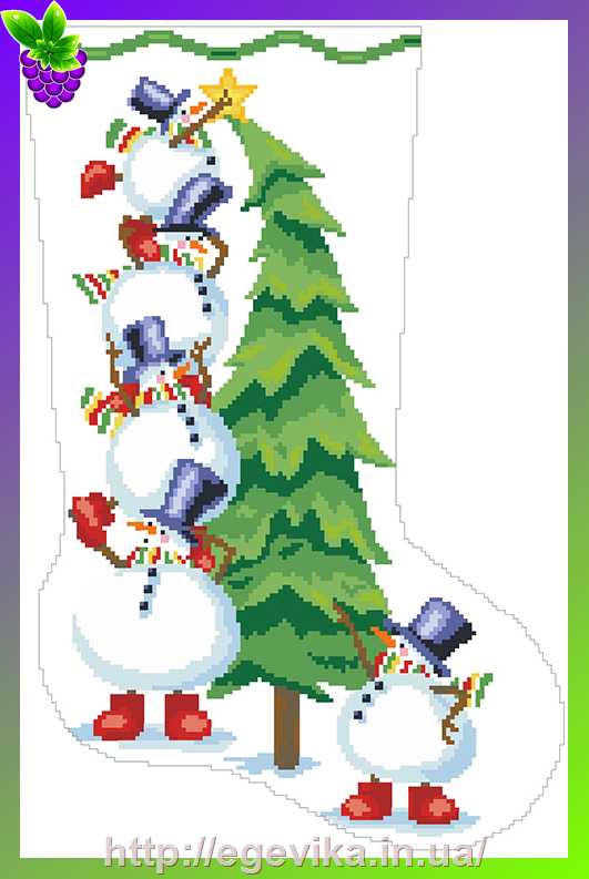 рисунок Заготовка новорічний чобіток для подарунків, вишивка бісером, габардин/атлас, 