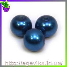 Купить Бусина перлова, стекло, колір синій, 8 мм