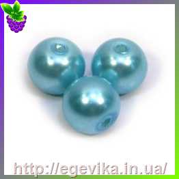 Купить Бусина перлова, стекло, колір блакитний, 8 мм