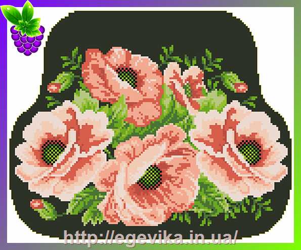 рисунок Заготовка сумочки, вышивка бисером, атлас/плащевка, 