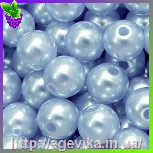 Купить Бусина перлова, акрил, колір блідо-голубий, 10 мм