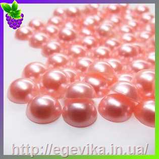 Купить Кабошон половина акрилової бусини, колір рожевий (перли), 9 мм, 10 мм