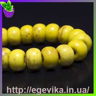 Купить Бусина, синтетична бірюза (говлит), колір жовтий, 8х5 мм