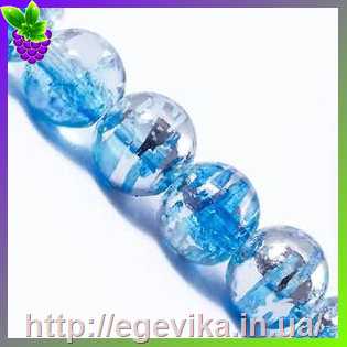 Купить Бусина скляна, волочильна, колір блакитний, 6 мм