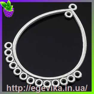 Купить Коннектор, 14 отворів, колір античне срібло, 47х36х1,5 мм