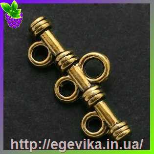 Купить Коннектор, 4 отворів, колір античне золото, 20х9х3 мм