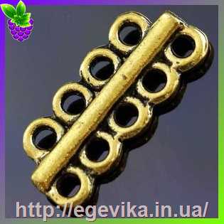 Купить Коннектор, 9 отворів, колір античне золото, 18х8 мм
