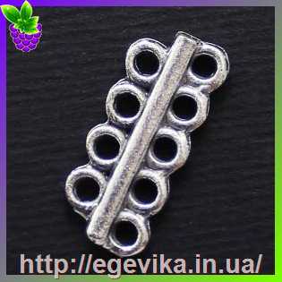 Купить Коннектор, 9 отворів, колір античне срібло, 18х8 мм