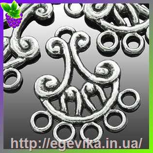 Купить Коннектор, 6 отворів, колір античне срібло, 20х17х1 мм
